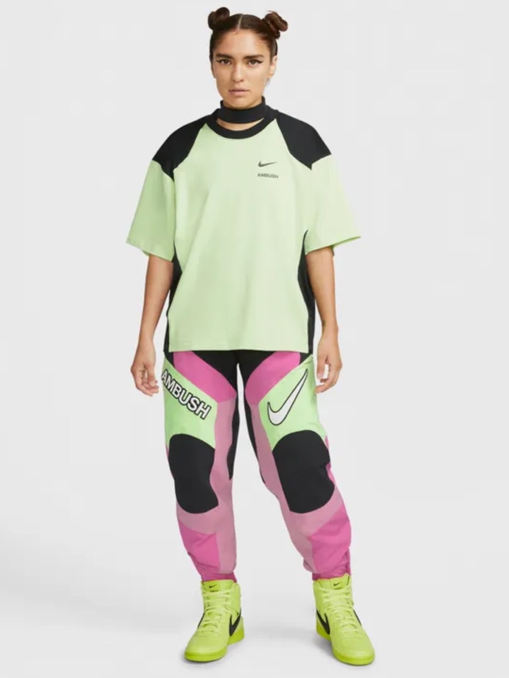 Nike x Ambush Collab oversized ShortSleeve Moto T-Shirt 'Ghost Green/Black SZ XS